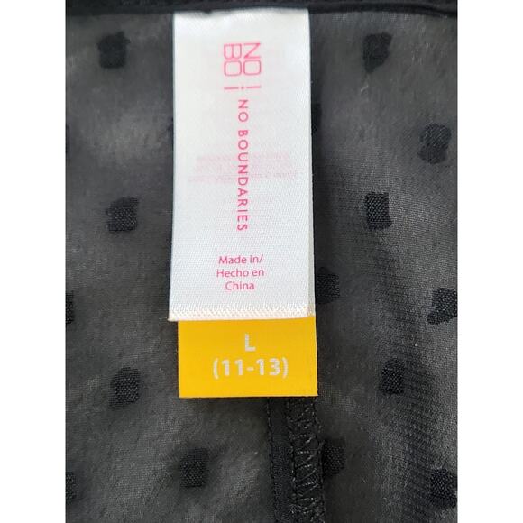 No Boundaries Beach Tie Front Kaftan Shirt Black Swiss Dot Large - Picture 5 of 6